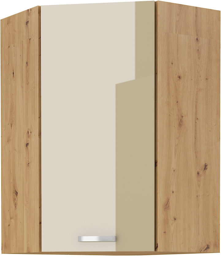Horní rohová skříňka Artisan 60x60 GN-90 1F (45°) Barva korpusu: Dub artisan, Barva dvířek: Cappucino lesk