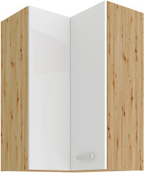 Horní rohová skříňka Artisan 60x60 GN-90 2F (90°) Barva korpusu: Dub artisan, Barva dvířek: Bílý lesk