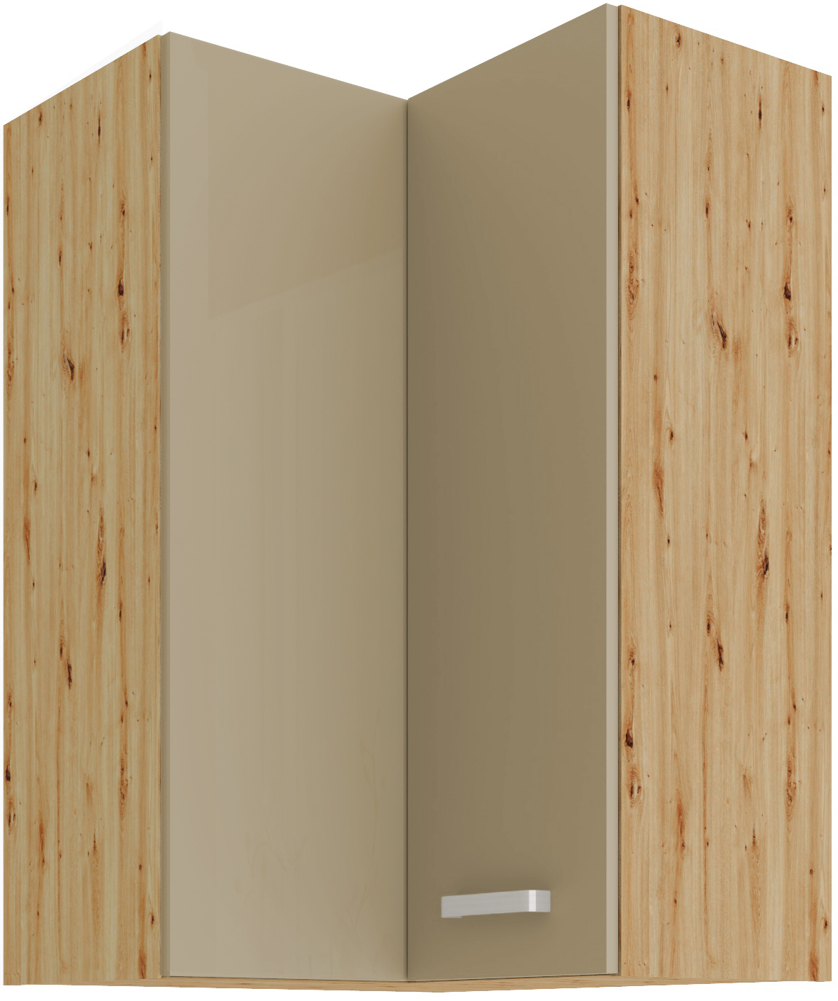 Horní rohová skříňka Artisan 60x60 GN-90 2F (90°) Barva korpusu: Dub artisan, Barva dvířek: Cappucino lesk