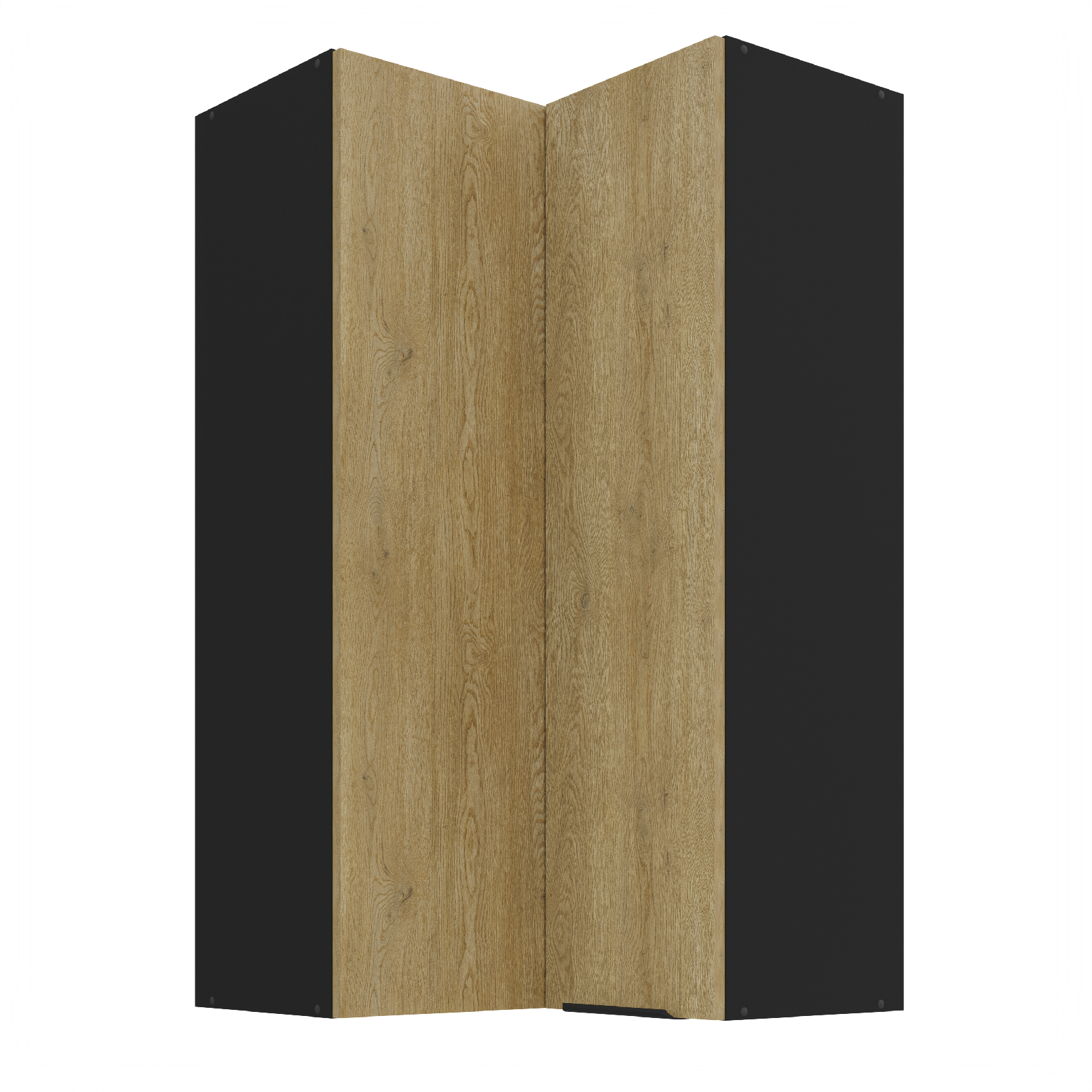 Horní rohová skříňka Cremona 60x60 GN-108 2F (90°) Barva korpusu: Černá, Barva dvířek: Dub Cremona