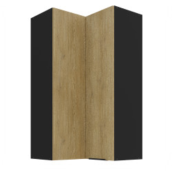Horní rohová skříňka Cremona 60x60 GN-108 2F (90°) Barva korpusu: Černá, Barva dvířek: Dub Cremona