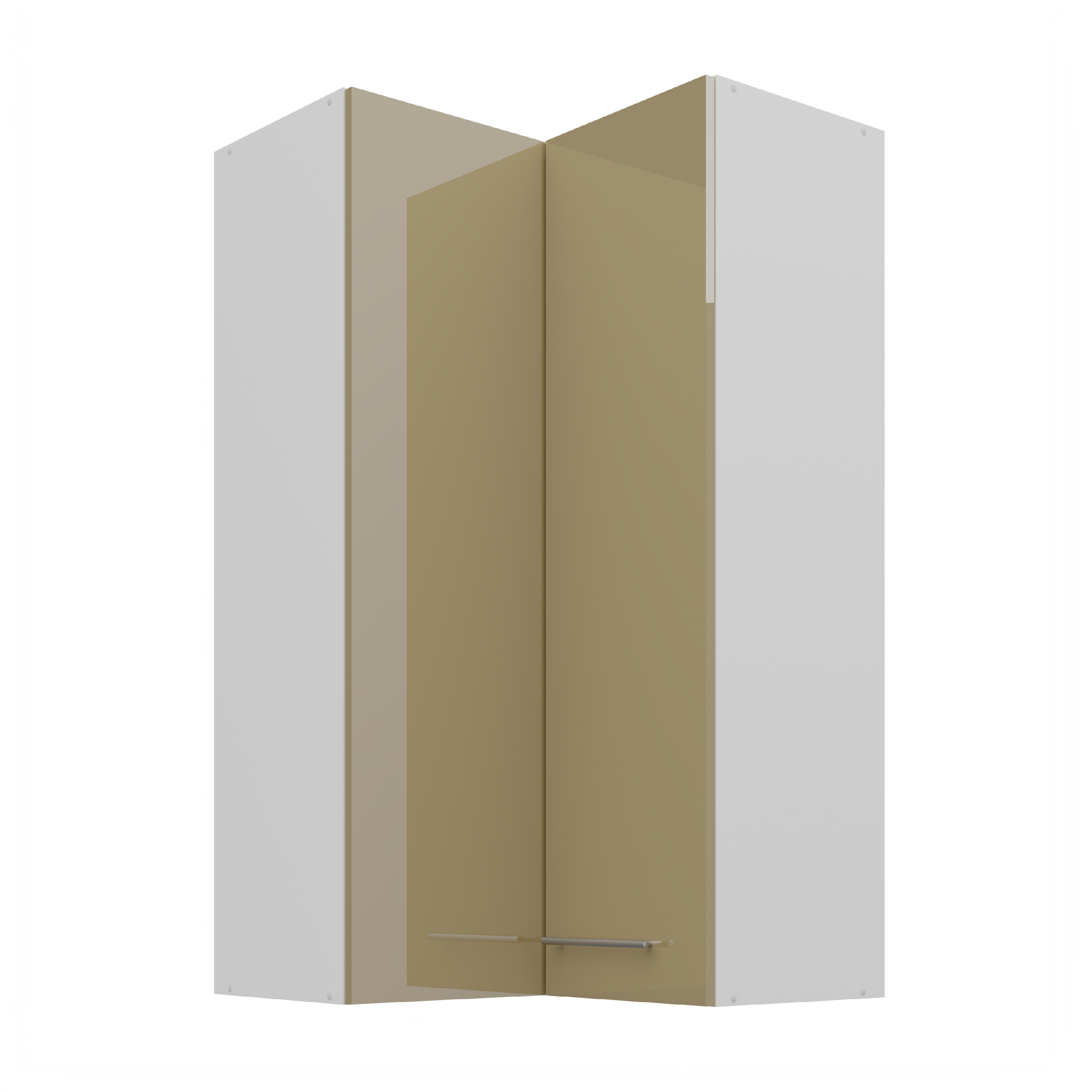 Horní rohová skříňka Lara 60x60 GN-108 2F (90°) Barva korpusu: Bílá, Barva dvířek: Cappucino lesk