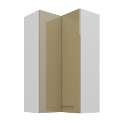 Horní rohová skříňka Lara 60x60 GN-108 2F (90°) Barva korpusu: Bílá, Barva dvířek: Cappucino lesk