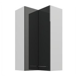 Horní rohová skříňka Lara 60x60 GN-108 2F (90°) Barva korpusu: Bílá, Barva dvířek: Šedý lesk