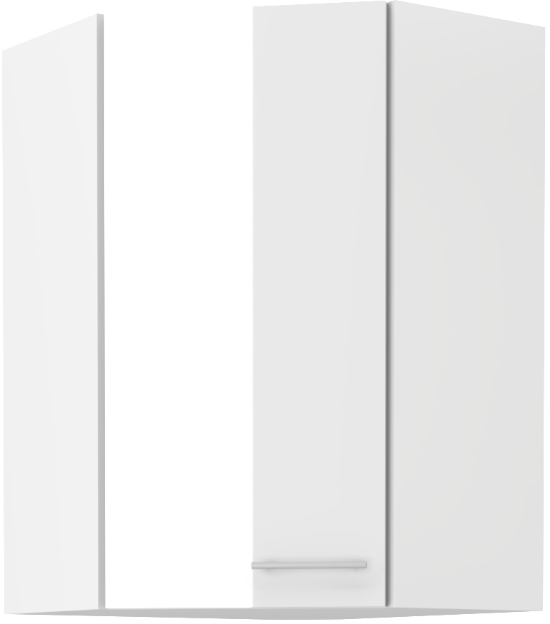 Horní rohová skříňka Lara 60x60 GN-90 1F (45°) Barva korpusu: Bílá, Barva dvířek: Bílý lesk