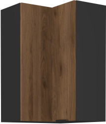 Horní rohová skříňka Monza 60x60 GN-90 2F (90°) Barva korpusu: Černá, Barva dvířek: Ořech okapi