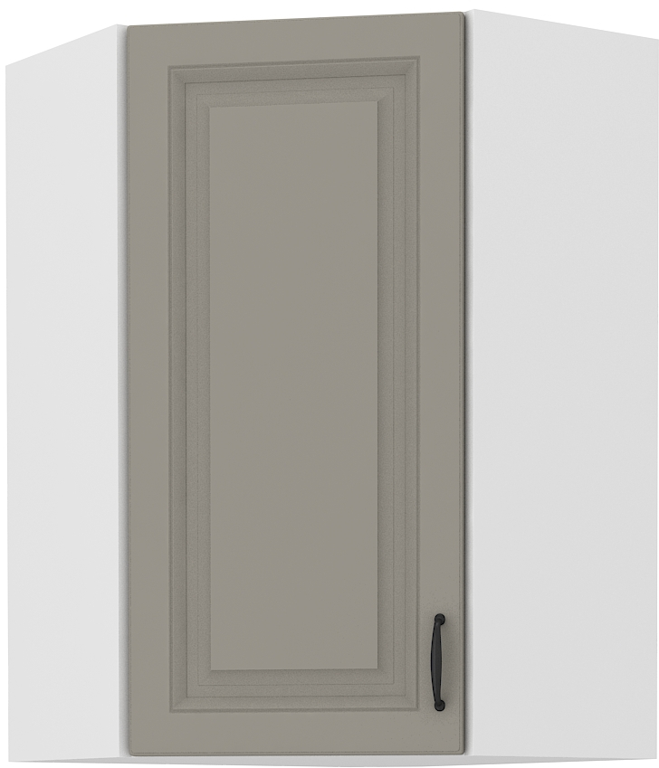 Horní rohová skříňka Stilo 60x60 GN-90 1F (45°) Barva korpusu: Bílá, Barva dvířek: Clay Grey