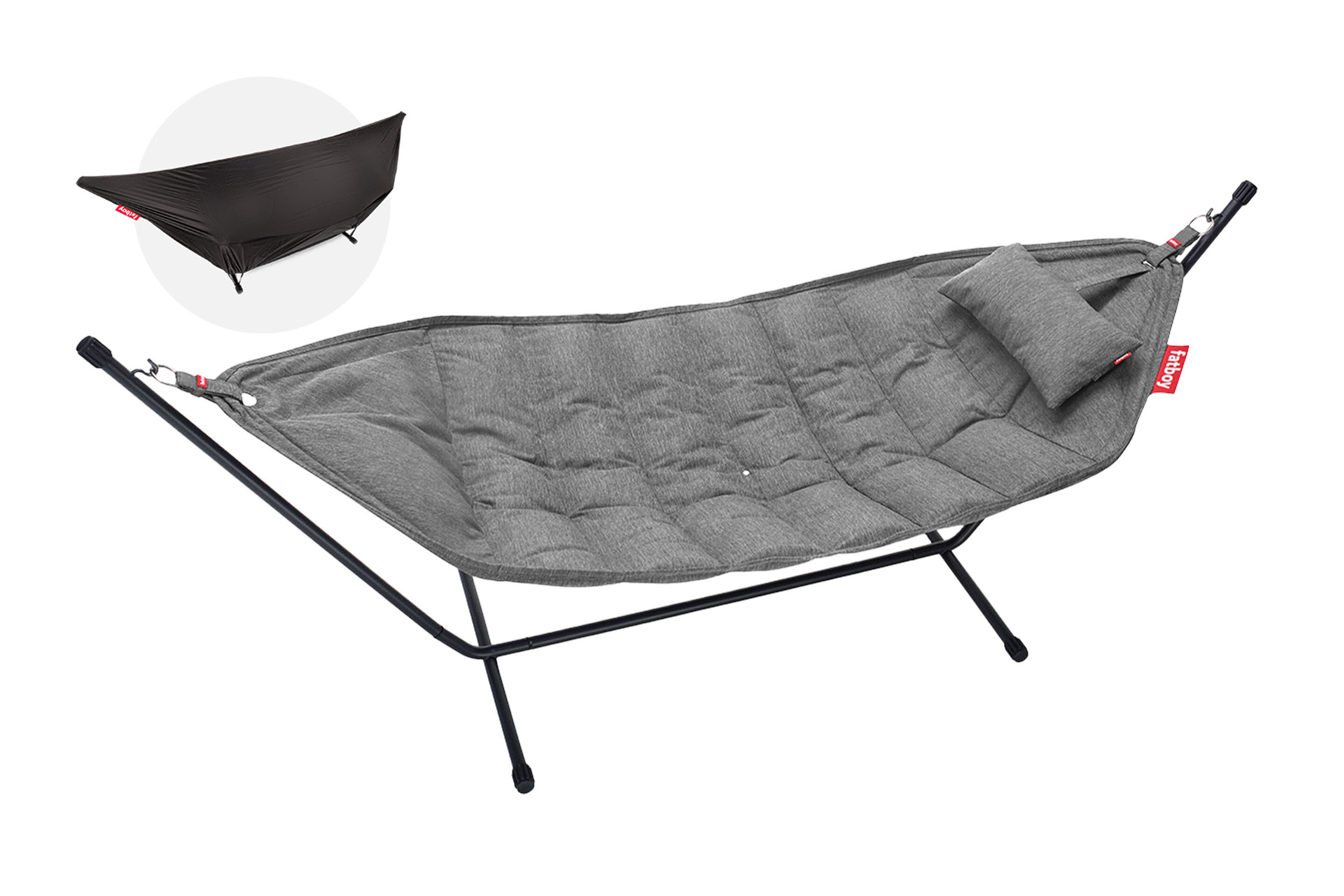 Houpací síť headdemock superb vč. polštáře a černé konstrukce, více variant - Fatboy Barva: rock grey