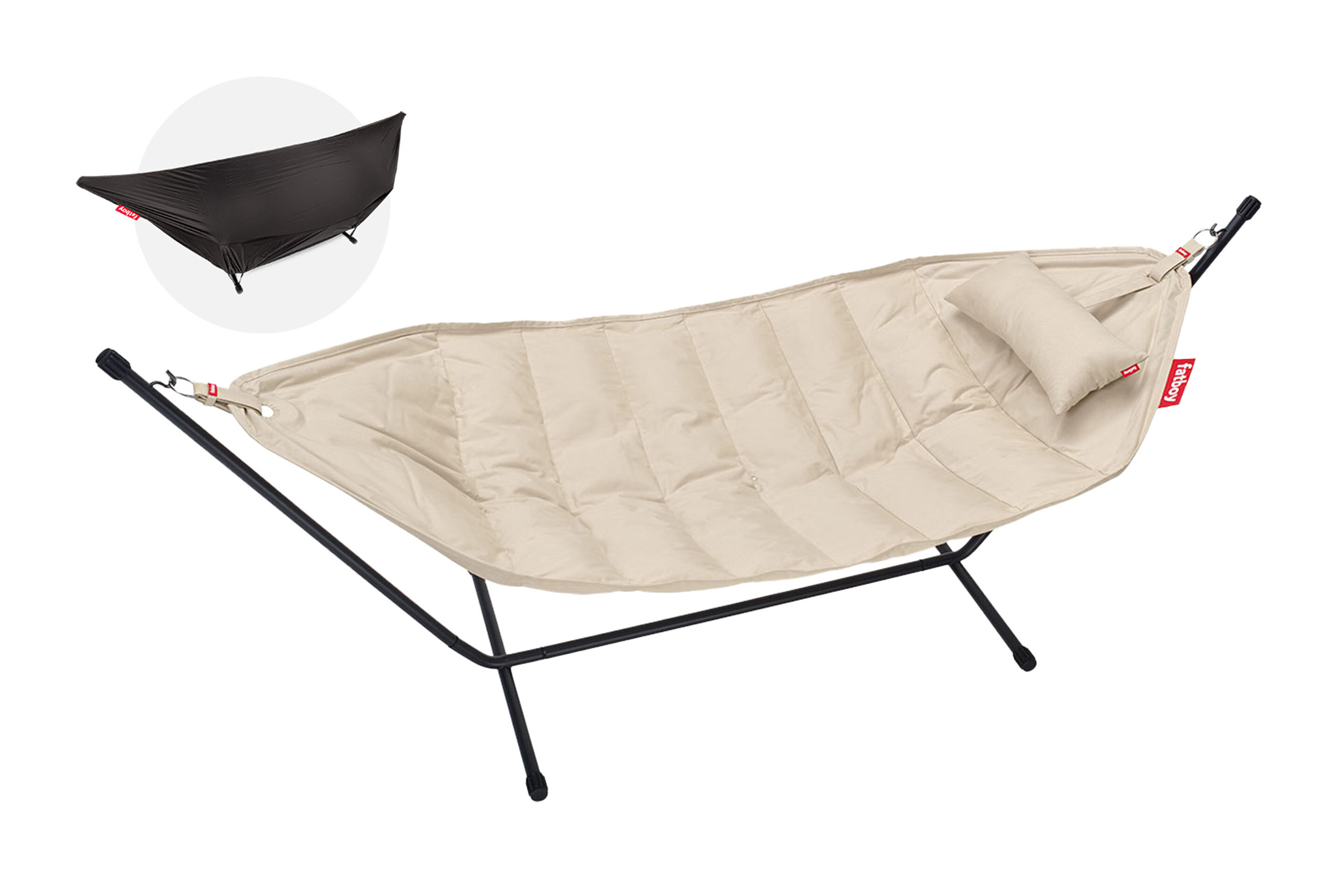 Houpací síť headdemock superb vč. polštáře a černé konstrukce, více variant - Fatboy Barva: sahara