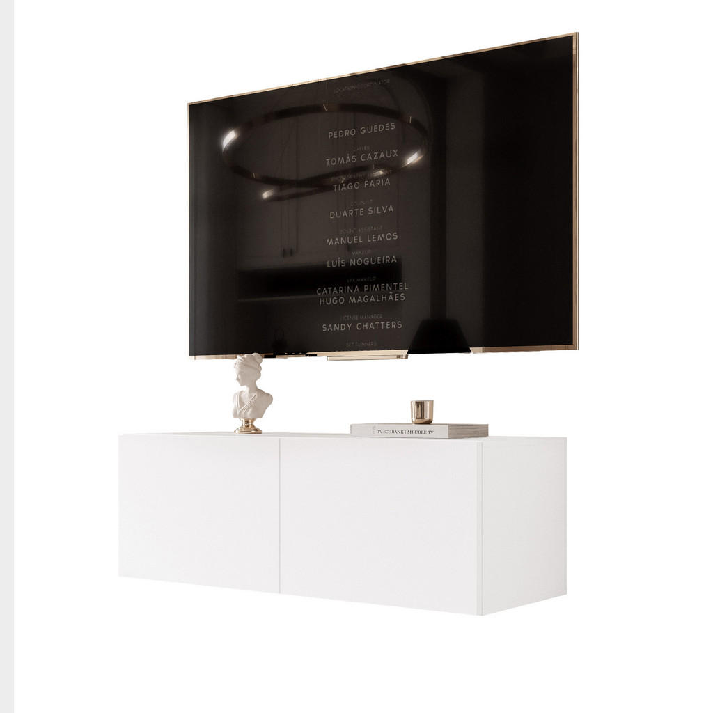 Idohome ZÁVĚSNÁ TV skříňka ANGEL 100 cm s osvětlením BÍLÁ