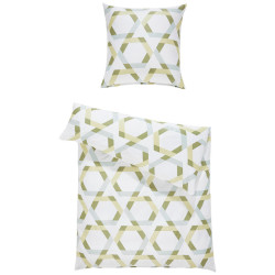 Janine POVLEČENÍ, makosatén, zelená, bílá, 155/220 cm