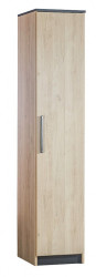 Jednodveřová šatní skříň colin - dub kestína/šedá