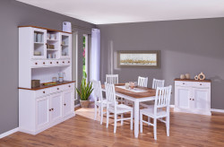 Jídelna z masivu carson - bílá/hnědá