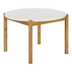 Jídelní stůl Terracina, bílý/přírodní, ø 120 cm - House Nordic