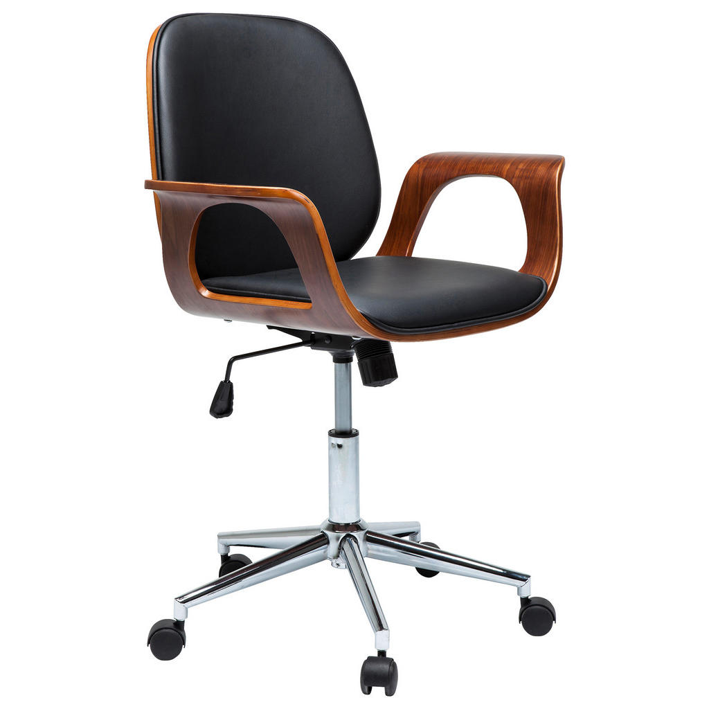 Kare-Design OTOČNÁ ŽIDLE, vzhled kůže, černá, barvy ořechu