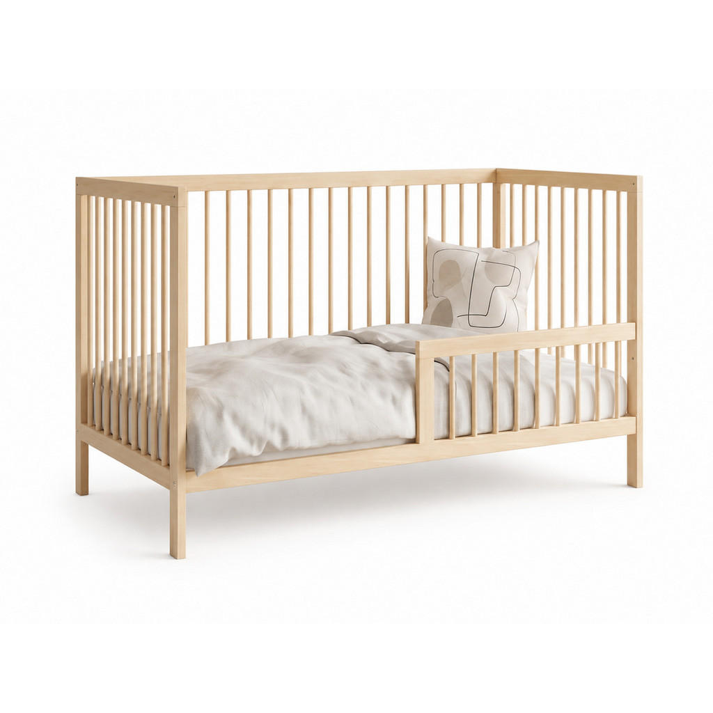 Kids Collective BABYPOSTÝLKA s poloviční boční zábranou 70x140 cm v přírodní barvě