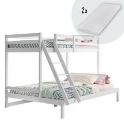 Kids Collective VYVÝŠENÁ postel 90x200 + lůžko 140x200 se 2 matracemi, bílá