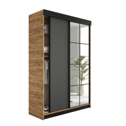 Kier Furniture POSUVNÁ ŠATNÍ SKŘÍŇ LAMARO - 138x205x59 - Dub Craft & Grafitová