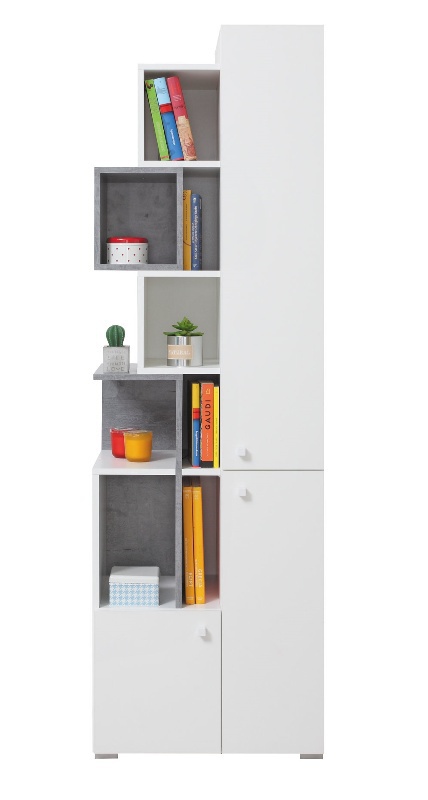 Knihovna omega - bílá/beton