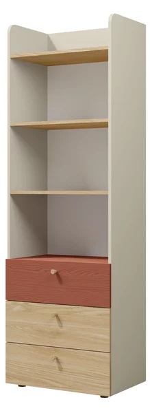 Knihovna Yuki 5 Barva korpusu: šedobéžová/ dub olejovaný/ koral