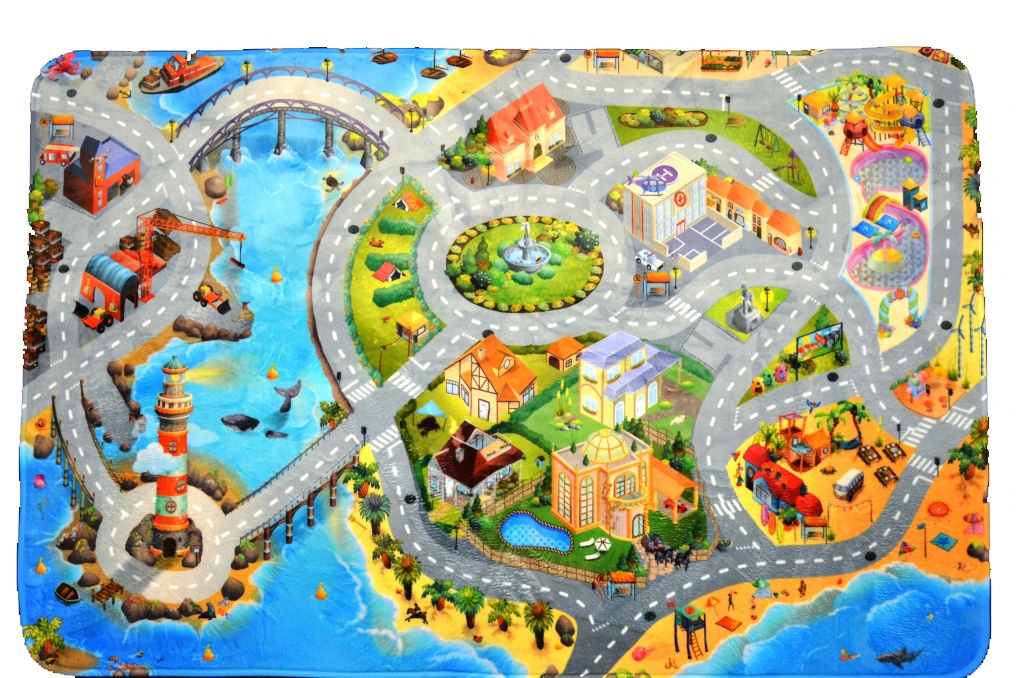 Koberec 3d ultra soft město s pláž - 70 x 95cm