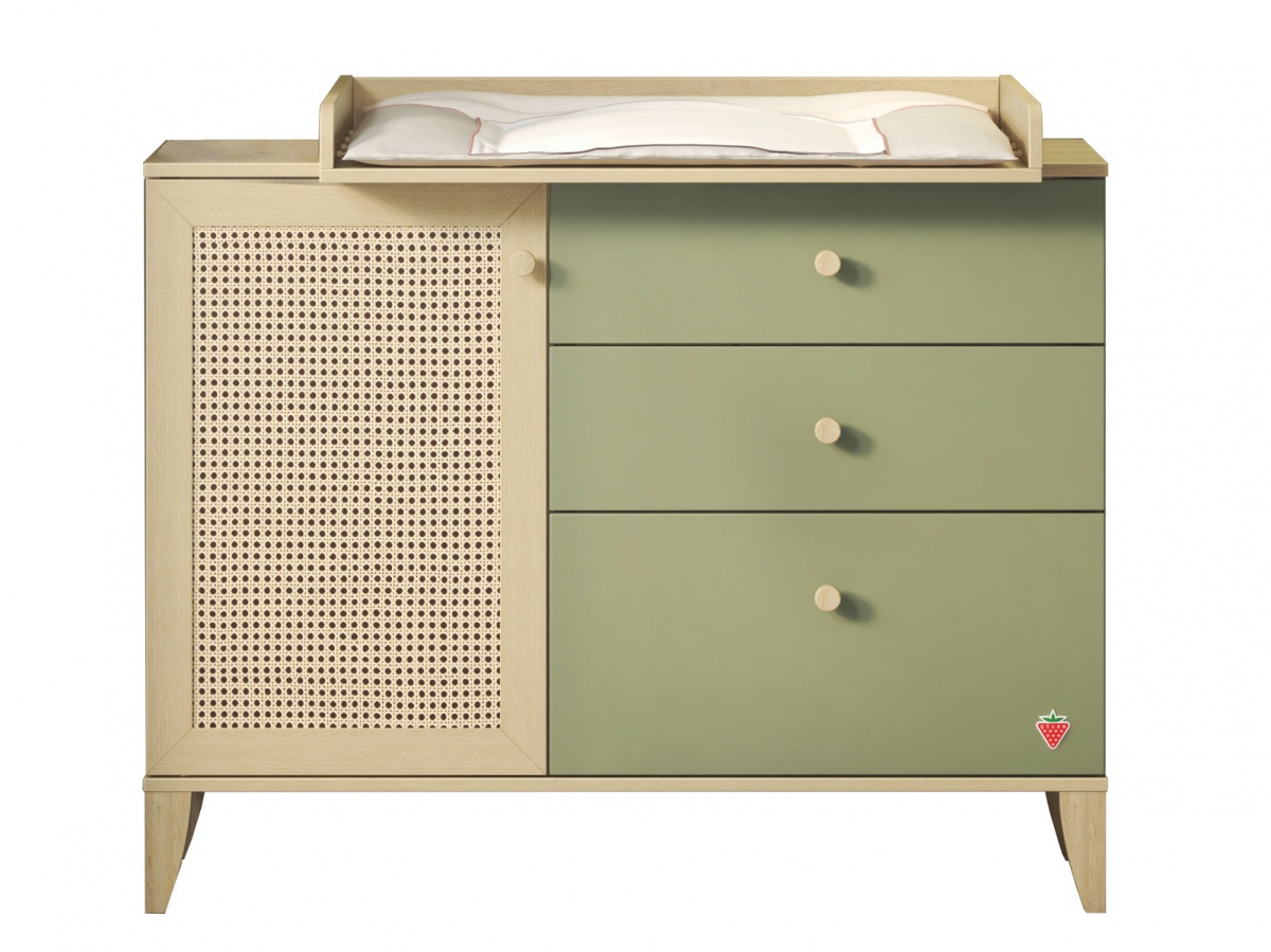 Kombinovaná komoda s přebalovacím pultem habitat - dub/zelená