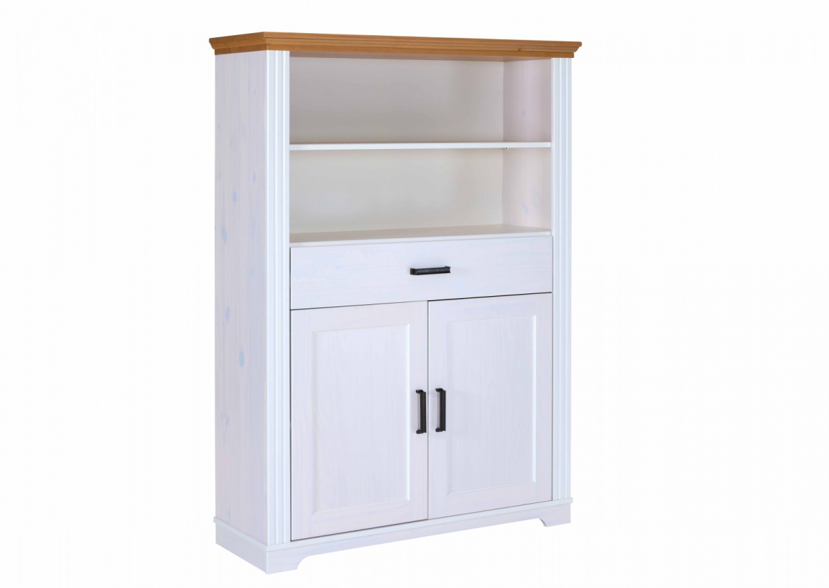 Kombinovaná komoda z masivu malcolm - bílá/dub