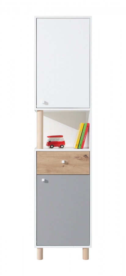Kombinovaná skříň rasmus 5 - bílá/šedá/dub artisan
