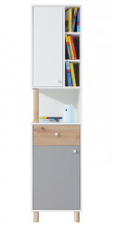Kombinovaná skříň rasmus 6 - bílá/šedá/dub artisan
