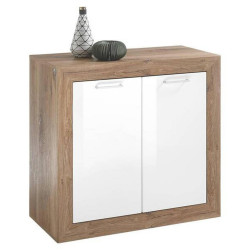 KOMODA, barvy dubu, vysoce lesklá bílá, 90/87/42 cm