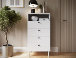 Komoda Dullum Barva korpusu + barva dveří: Bílá + Bílá