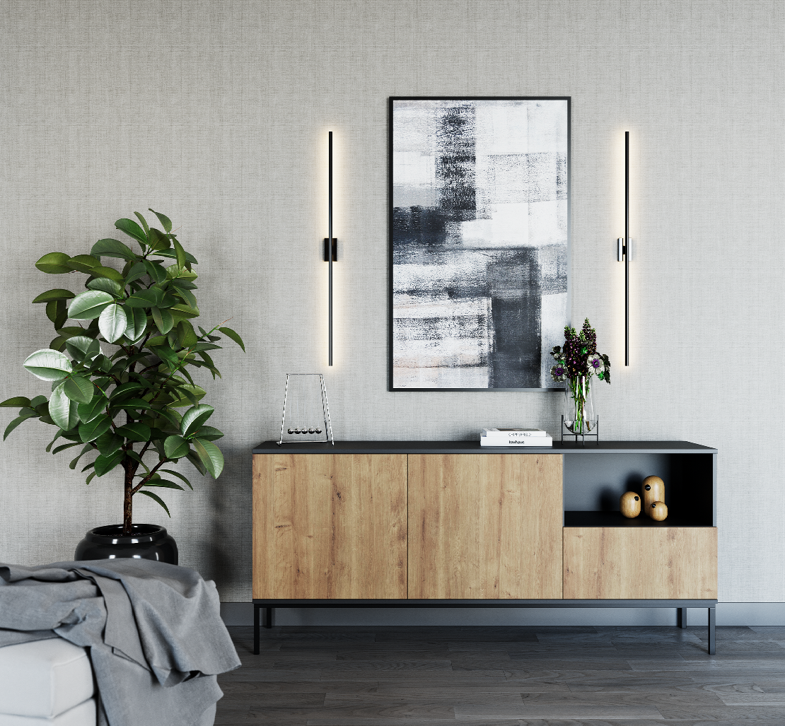 Komoda Lanzzi 180 Barva korpusu: Černá, Dveře: Dub-Artisan