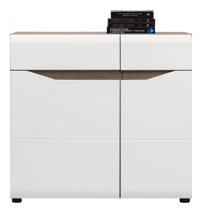 Komoda lionel 2d1s - dub sonoma truflový/bílý lesk