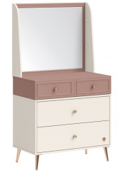 Komoda se zrcadlem beauty - béžová/růžová
