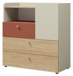Komoda Yuki 10 Barva korpusu: šedobéžová/ dub olejovaný/ koral