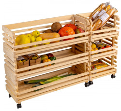 Komplet přepravek z masivu na kolečkách apollo - borovice