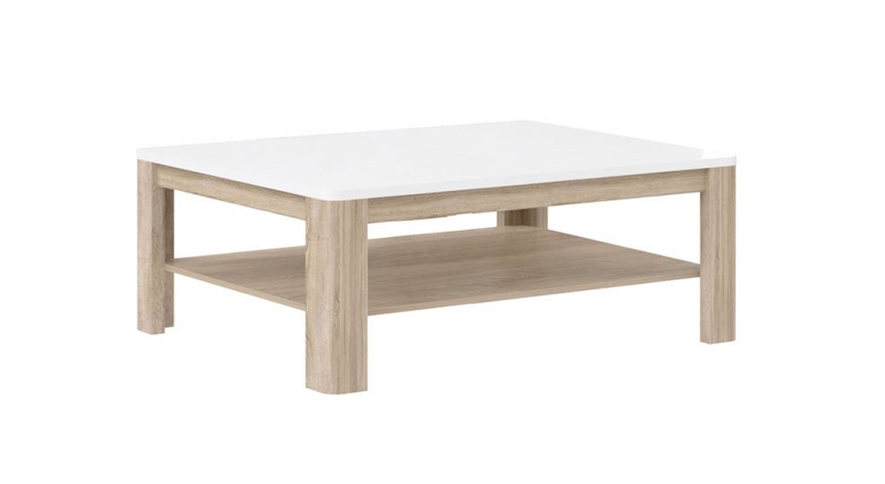 Konferenční stolek attention - bílý/dub sonoma/bílý lesk