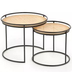Konferenční stolek Manado rattan přírodní/černá set
