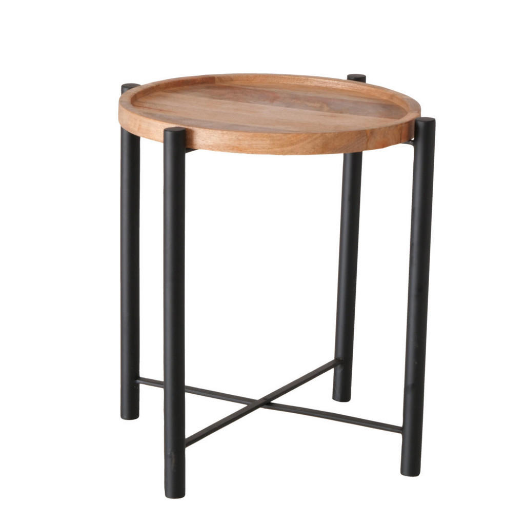 KONFERENČNÍ STOLEK, přírodní barvy, černá, dřevo, kov, 43/43/45 cm