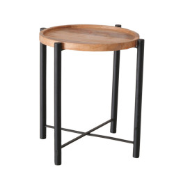 KONFERENČNÍ STOLEK, přírodní barvy, černá, dřevo, kov, 43/43/45 cm