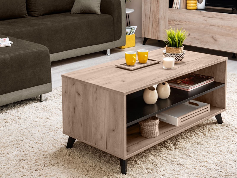 Konferenční stolek taylor - dub šedý/černý