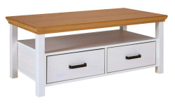 Konferenční stolek z masivu malcolm - bílá/dub