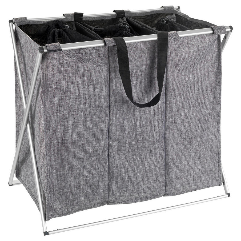 KOŠ NA PRÁDLO, šedá, barvy hliníku
