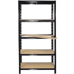 Kovový regál RNDU czarny 180x90x30 cm – 5 polic/175 kg