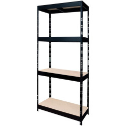 Kovový zásuvný regál černý 180x75x35 cm – 4 police/200 kg