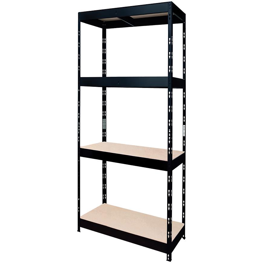 Kovový zásuvný regál černý 180x75x35 cm – 4 police/200 kg