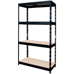 Kovový zásuvný regál černý 180x90x45 cm – 4 police/200 kg