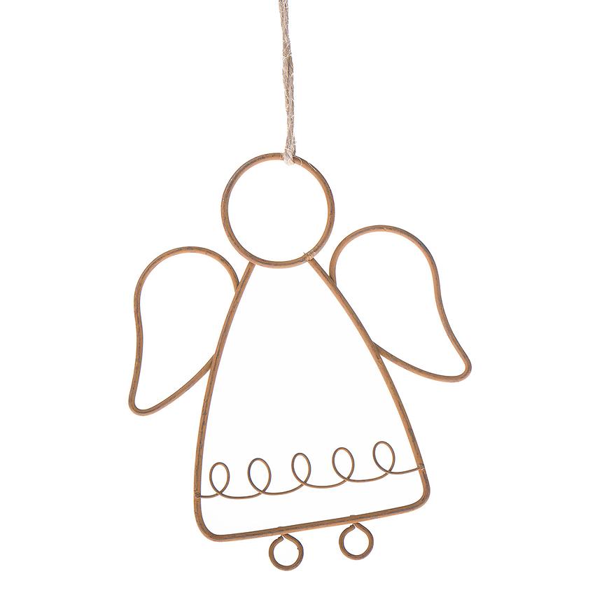 Kovový závěsný anděl 8.5x12 cm