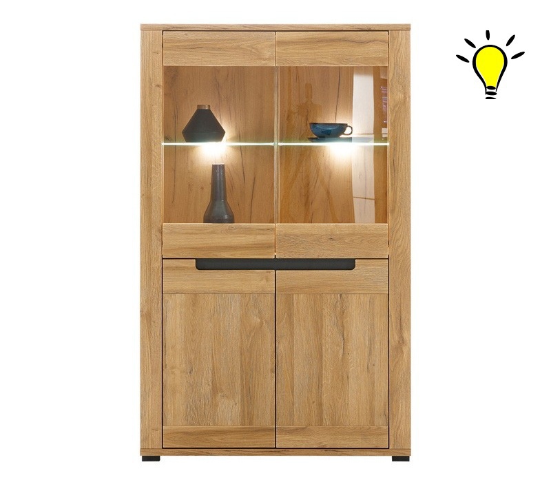 Kredenc s osvětlením memphis - dub granson/grafit