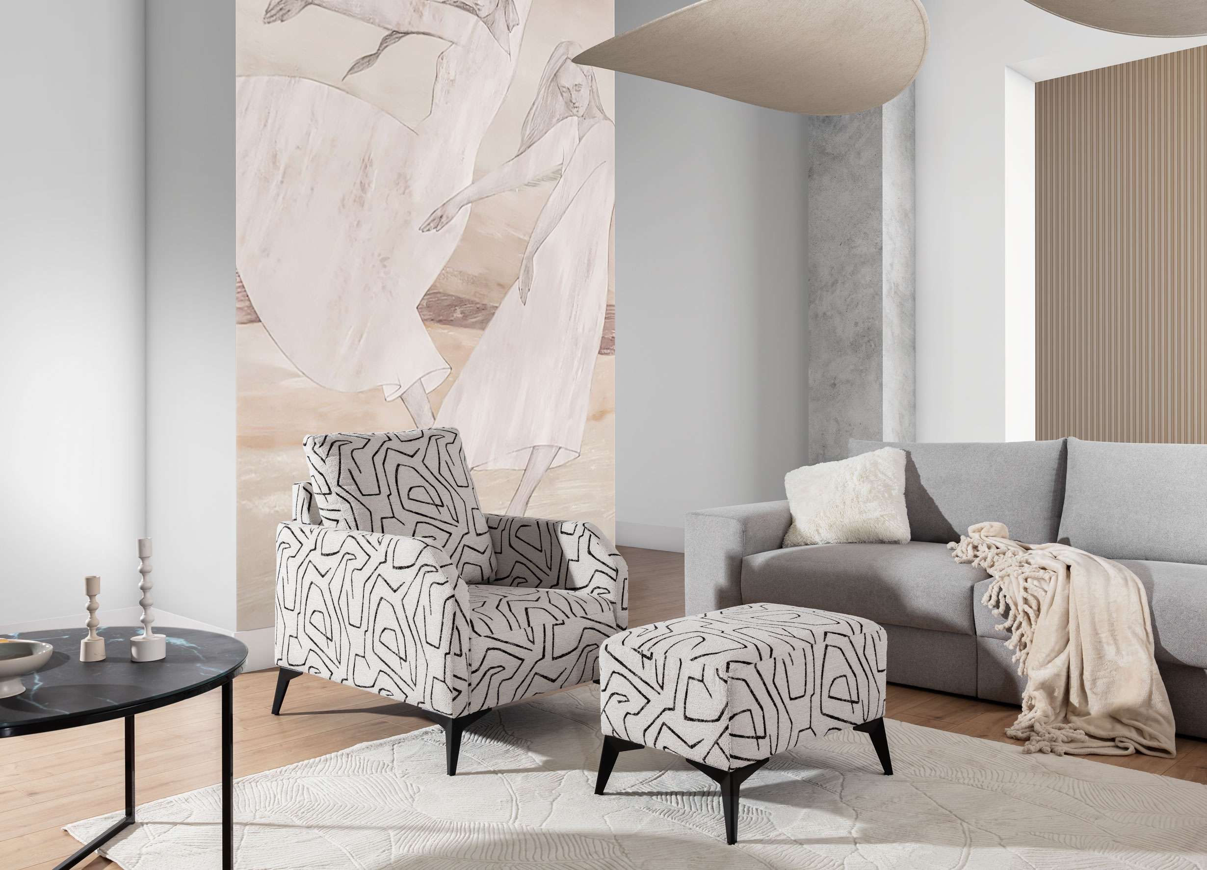 Křeslo Figaro Nožičky: Nožičky kovové - chrom, látka: Monolith 15